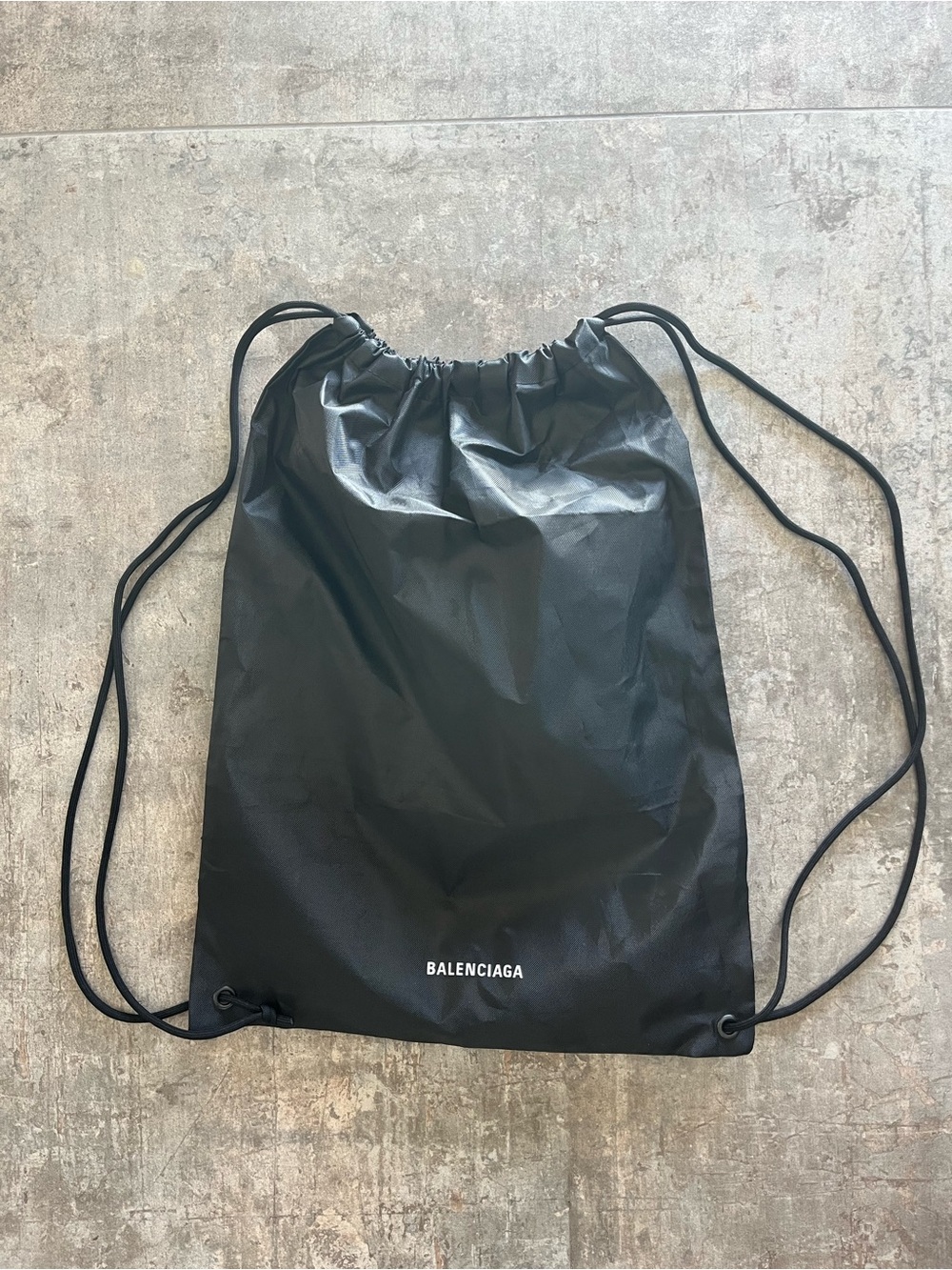 BALENCIAGA Logo Black Drawstring Knapsack
